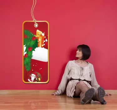 Vetrofania Natale etichetta regalo - TenStickers