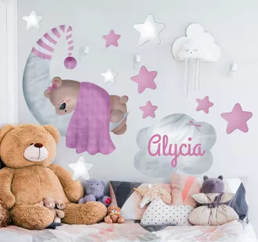 Adesivo murale bambini personalizzato orsacchiotto - TenStickers