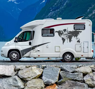 Adesivo per camper mappamondo e bussola - TenStickers