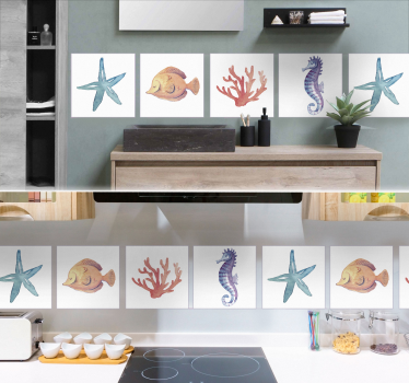 Trasferimento piastrelle animali marini - TenStickers