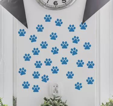 Adesivo murale soggiorno impronte zampe di cane - TenStickers