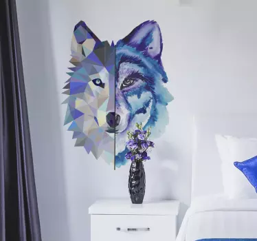 Adesivo animale selvatico Faccia alla moda del lupo selvatico - TenStickers