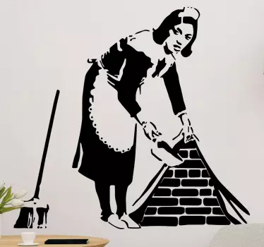 Adesivo arte Donna che pulisce banksy - TenStickers