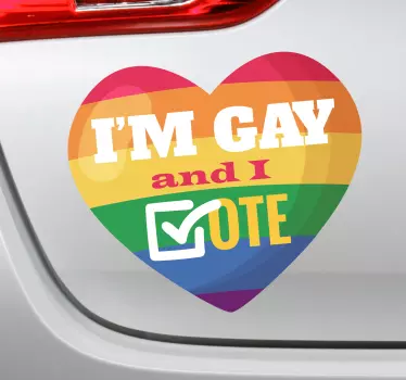Adesivo auto arcobaleno vota gay - TenStickers