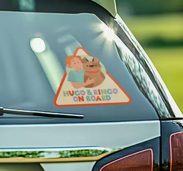 Adesivo per auto bambino e cane a bordo personalizzabile - TenStickers