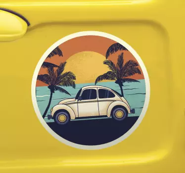 Adesivo per auto con auto vintage e tramonto - TenStickers
