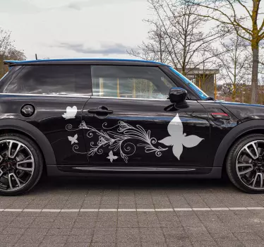 Adesivo per auto fiore e farfalla - TenStickers
