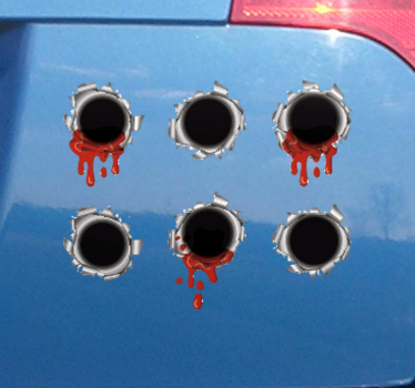 Adesivo auto Fori di proiettile con sangue - TenStickers