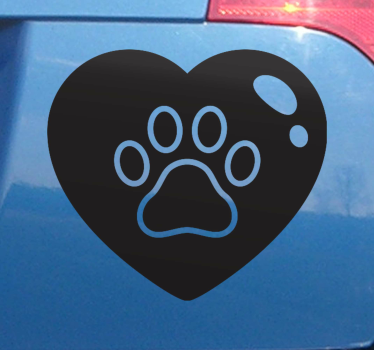 Adesivo auto Zampe di cane nel grande cuore - TenStickers
