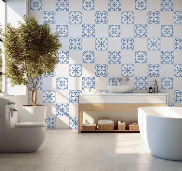 Adesivo bagno piastrelle in stile portoghese - TenStickers