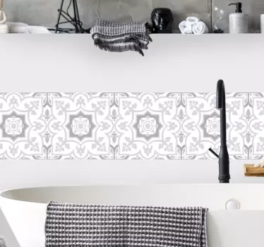 Adesivo bagno toni grigi piastrelle marocchine - TenStickers