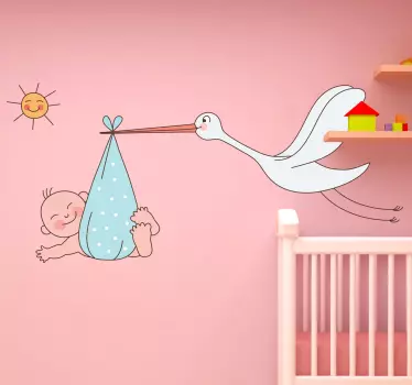 Adesivo bambini bebè e cicogna - TenStickers