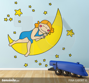 Adesivo bambini Bruna sulla luna - TenStickers