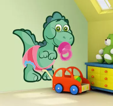 Adesivo bambini dinosauro bebè verde - TenStickers