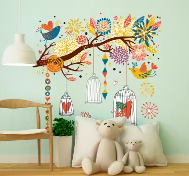 Adesivo bambini flora e uccellini - TenStickers