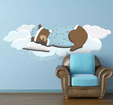 Adesivo bambini orso appisolato su nuvola - TenStickers