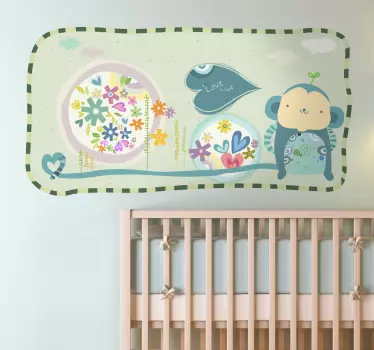 Adesivo bambini scimmietta love love - TenStickers
