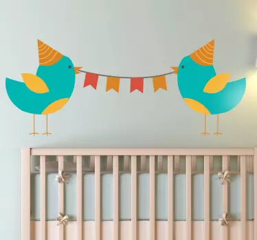 Adesivo bambini uccellini in festa - TenStickers