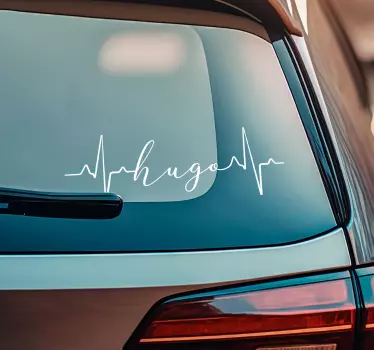 Adesivo per auto battito cardiaco e nome personalizzato - TenStickers