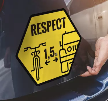 Adesivo per auto rispetto distanza sicurezza bici - TenStickers