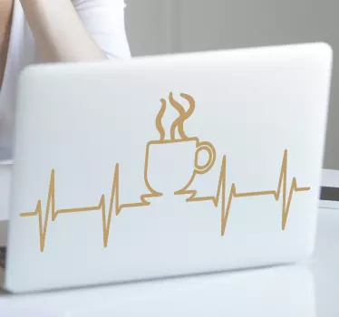Sticker caffè con linea del cuore - TenStickers