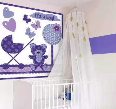Adesivo cameretta illustrazione lilla bimbo - TenStickers