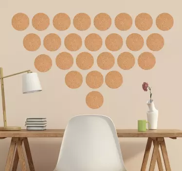 Adesivo murale camera da letto cerchi effetto sughero - TenStickers