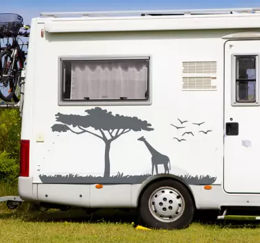 Adesivo per camper con giraffa ed albero - TenStickers