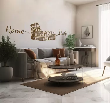 Adesivo murale soggiorno con il Colosseo e "Roma" e "Italia" - TenStickers