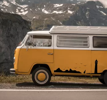 Adesivo per camper con paesaggio di faro e scogli - TenStickers