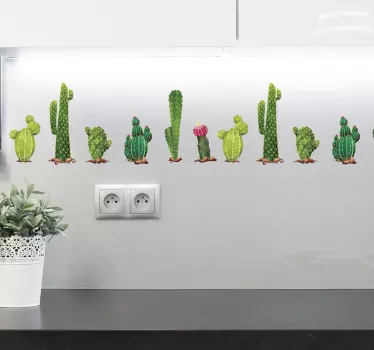 Adesivo murale soggiorno cactus - TenStickers