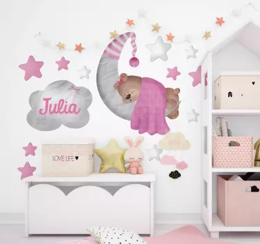Adesivo murale bambini personalizzato orsacchiotto - TenStickers