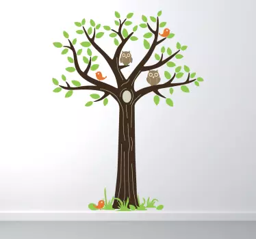 Adesivo decorativo albero con gufi - TenStickers