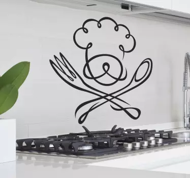 Adesivo cucina cappello cuoco - TenStickers