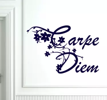 Adesivo murale soggiorno Carpe Diem floreale - TenStickers