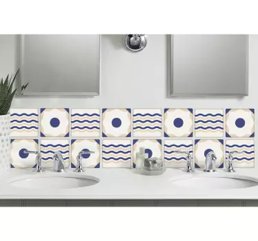 Adesivo bagno piastrelle ceramica onde - TenStickers
