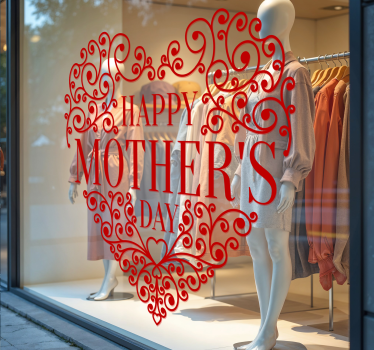 Adesivo per vetrine cuore ornamentale festa della mamma - TenStickers