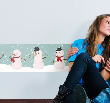 Adesivo decorativo orlatura pupazzi di neve - TenStickers