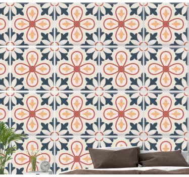 Adesivo decorativo piastrelle con motivo floreale - TenStickers