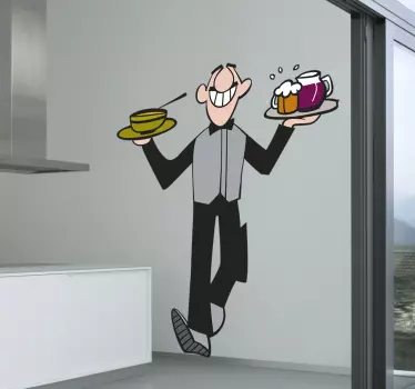 Adesivo decorativo simpatico cameriere - TenStickers