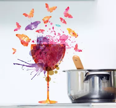 Adesivo decorativo splatter coppa di vino - TenStickers