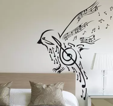 Adesivo decorativo uccello note musicali - TenStickers
