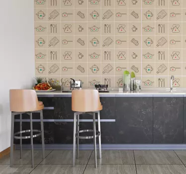Adesivo cucina piastrelle beige - TenStickers
