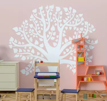 Adesivo fiore albero con cuori adesivo da parete albero - TenStickers