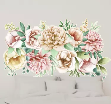 Adesivo murale soggiorno fiori realistici di peonia - TenStickers