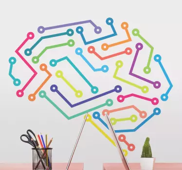 Adesivo geometrico connessione neurale colorata - TenStickers