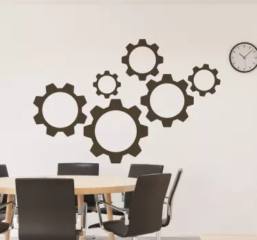 Adesivo geometrico design da parete ingranaggi - TenStickers