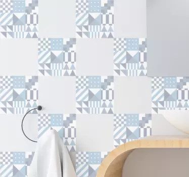 Adesivo geometrico design del bagno blu - TenStickers