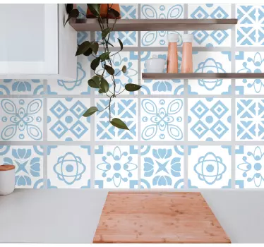 Adesivo geometrico intricati motivi blu - TenStickers
