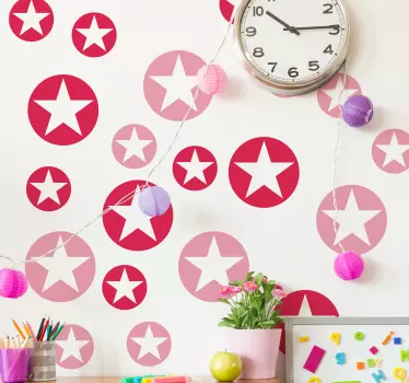 Adesivo geometrico motivi a stelle rosa - TenStickers